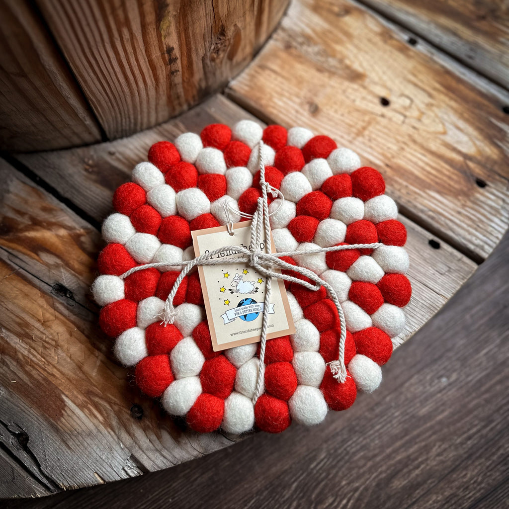 Eco Trivet & Coasters by Friendsheep | Candy Cane